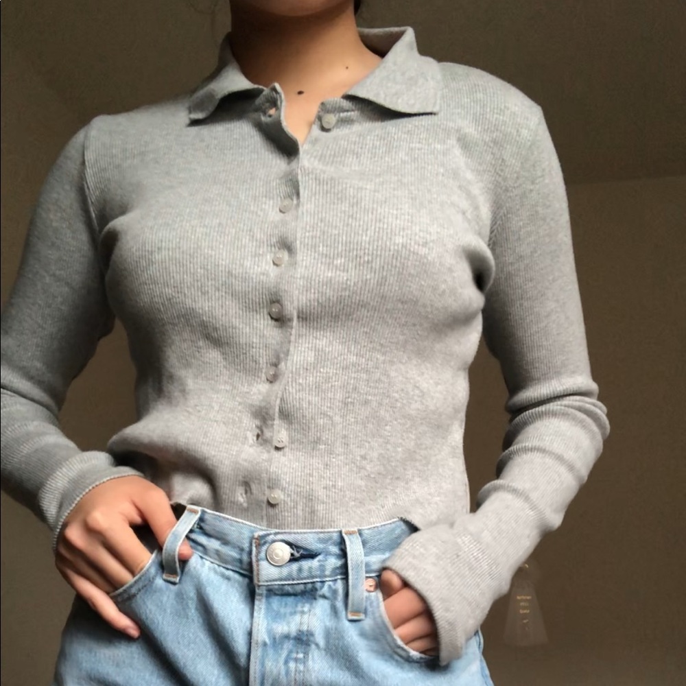 Brandy Melville Cropped Collared Sweater